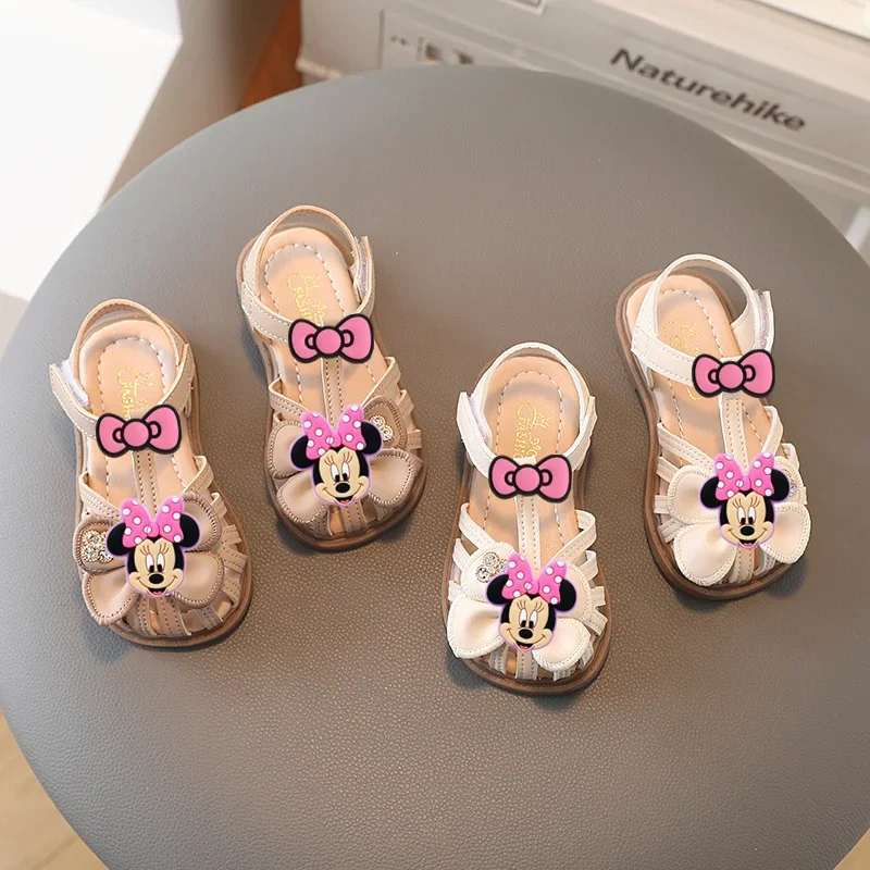 

Disney Soft Sole Baotou Leather Shoes Mickey Mouse Girl Baby Summer Sandals Baby Toddler Shoes 1-2 Year Princess Beach Shoes