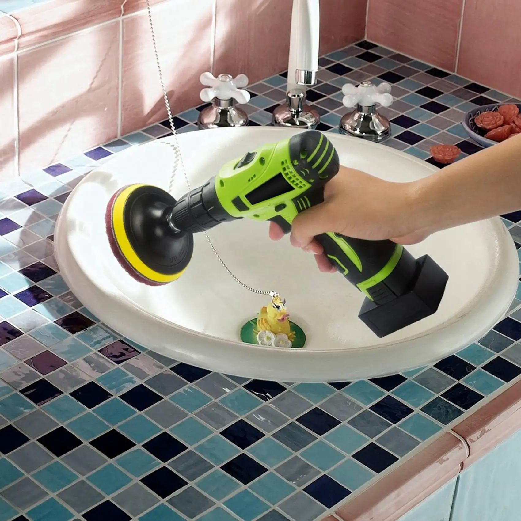 

A83I-2X 4 Inch Drill Power Brush Tile Scrubber Scouring Pads Cleaning Kit, Heavy Duty Household Cleaning Tool