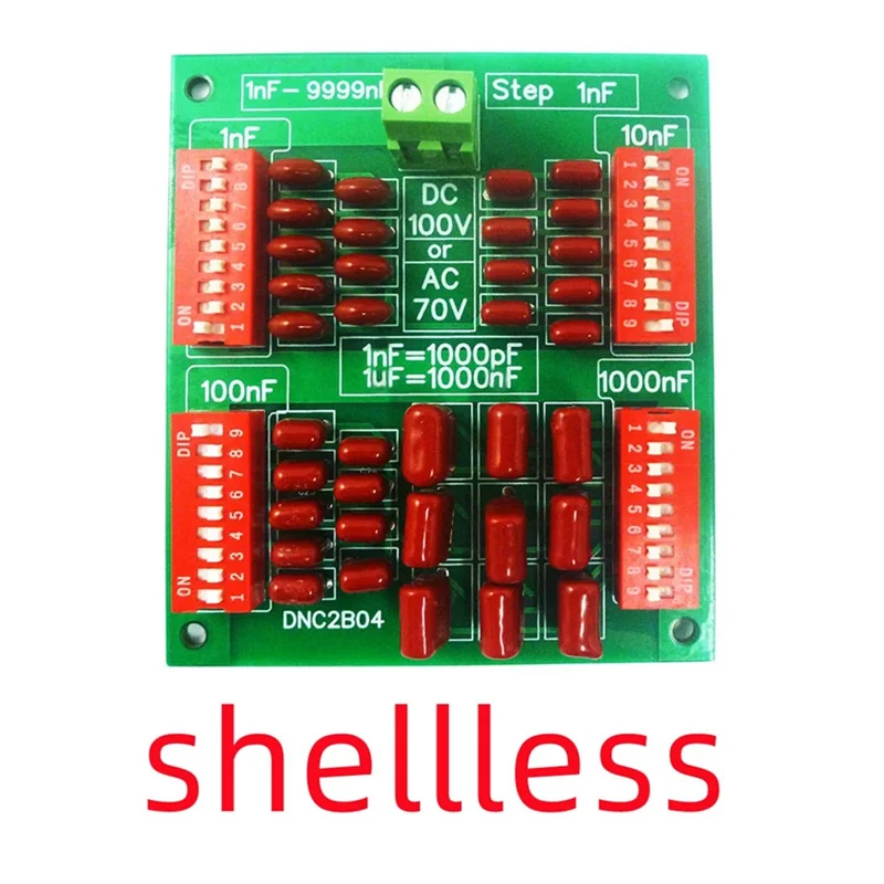 Программируемая конденсаторная плата AS62 от 1Nf до 9999Nf Step-1Nf, четыре десятилетия, полипропиленовый пленочный конденсатор C35 Din, без чехла