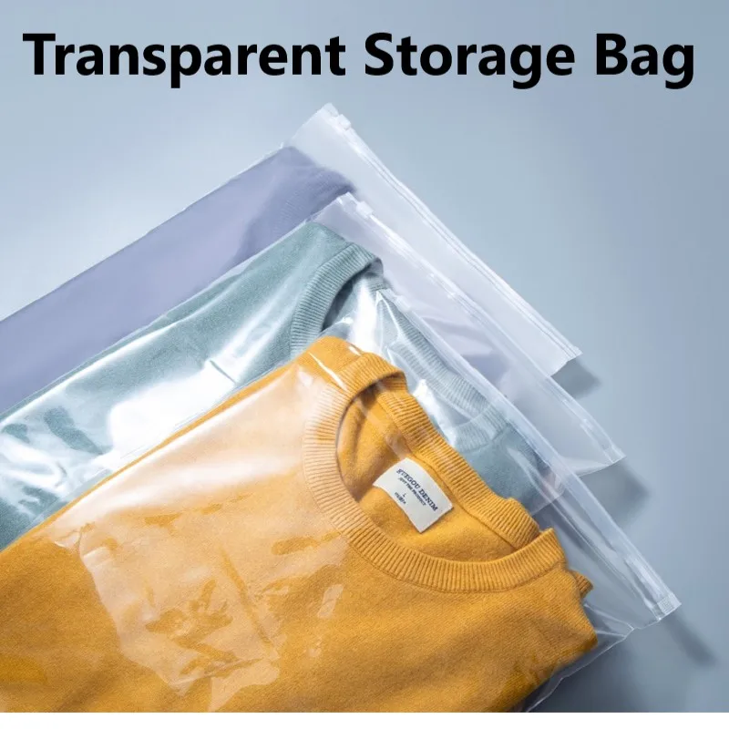 10/50 Stück PPE Klare transparente Druckverschlussbeutel Kleidung Aufbewahrungsbeutel Bekleidungsorganisator Reiseverpackungsbeutel
