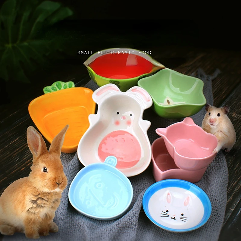 Colorful Rabbit ceramic bowl ceramic bowl for Dutch pig hamster dragon cat feed box rabbit Heart Shaped Bowl