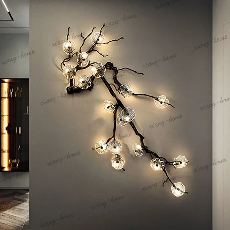 LJY All Copper Decorative Wall Lamp Chinese Style Living Room Background Luxurious Crystal Wall Lamp Corridor Mural Lighting Fix
