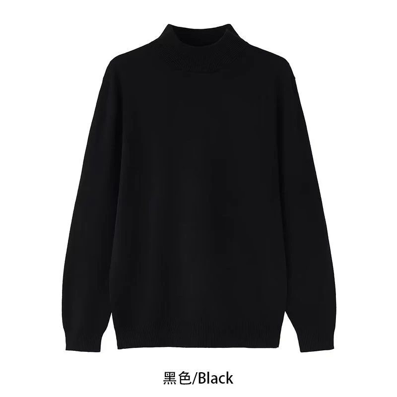 Knit Solid All-match Simple Bottoming Autumn Winter Turtleneck Long Sleeve Men Top Fashion Oversized Trend Harajuku New Clothes
