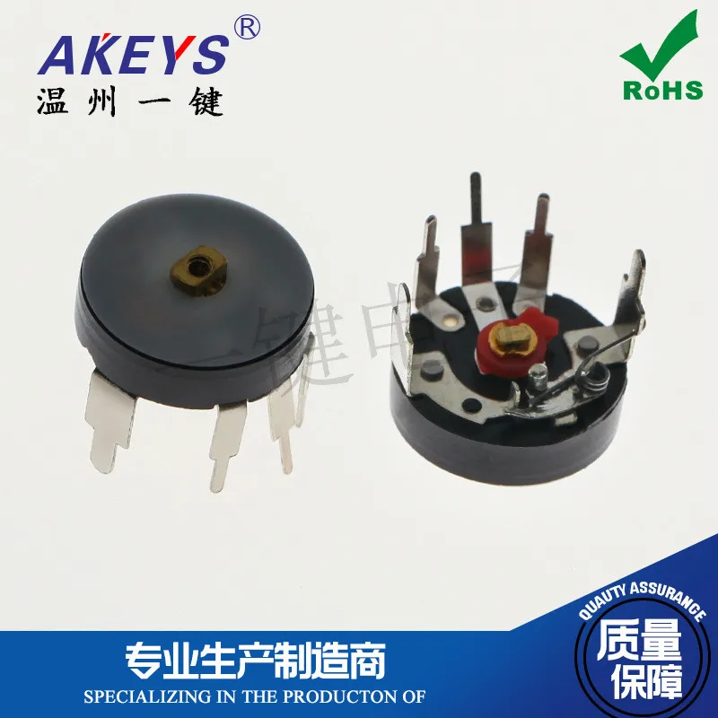 RV16S-B50K-K6 Bent Foot Radio Potentiometer With Switch 5-pin Straight In Amplifier Volume Adjustment