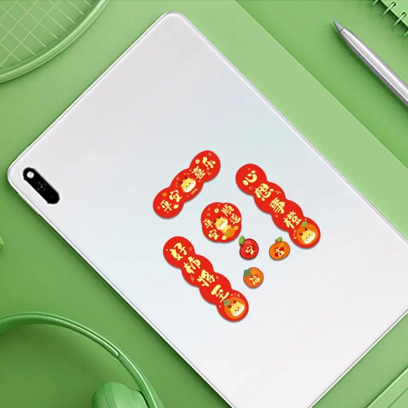 Neujahr Mini Couplets dekorative Couplet mit Mustern und Texten niedlichen Tür aufkleber DIY Mini Couplet spurlose Mini-Aufkleber