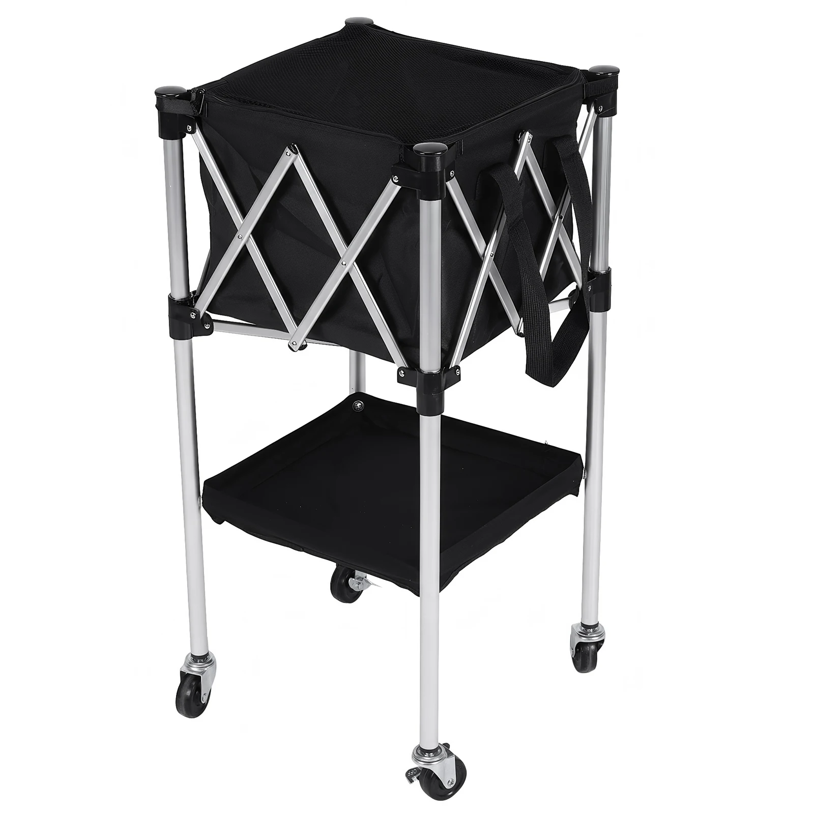 

Tennis Ball Cart Foldable Tennis & Pickleball Hopper with Wheels with Storage Bag for Serve Training