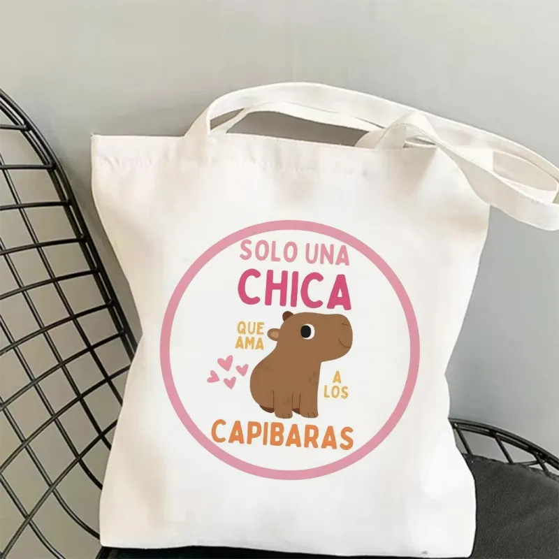 カピバラプリントショルダーバッグ学生ハンドバッグ女性大容量ショッパーバッグ原宿ショッピング収納ポーチトート女の子用