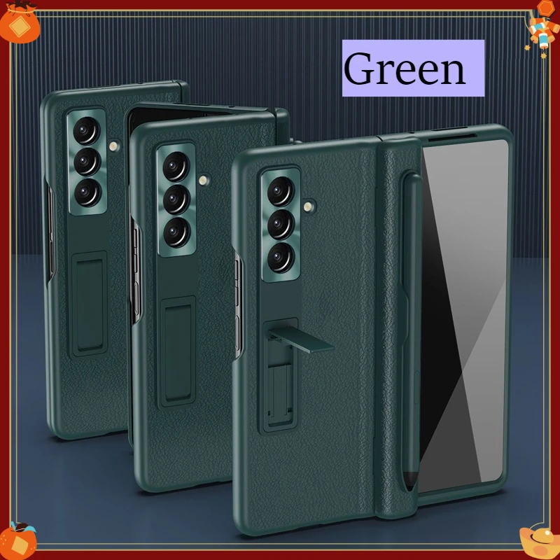 Hülle für Samsung Galaxy Z Fold 8 Ultra ELVEV Premium-Leder-Schutzhülle aus gehärtetem Glas mit Scharnierhalterung und Stiftschlitz