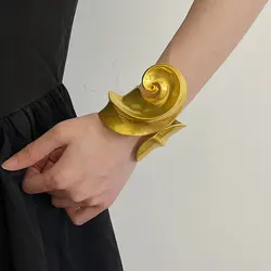 KMVEXO Exaggerated Metal Irregular Spiral Vortex Geometric Adjustable Bracelet Bangle for Women Girls Vintage Heavy Jewelry Gift