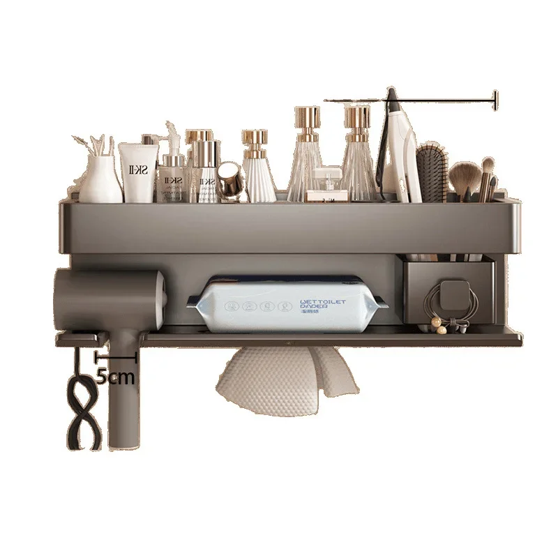 

Hair dryer rack, bathroom non-punching wall-mounted toilet light luxury hair dryer cosmetic storage rack