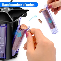 5-em-1Coin Sorter e Coin Wrappers Manual Coin Organizer para Centavos, Nickels, Dimes, Quarters, Dólares Sem Baterias