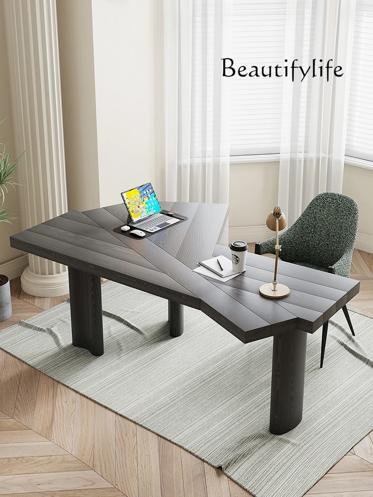 Nordic Style Creative Fan-Shaped Simple Solid Wood Desk