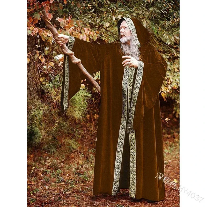 COSda@ Medieval Cape Adult Cape with Hood Dead Vampire Assistant Monk Witch Costume Priest Pastor Robe RobeCOSda@