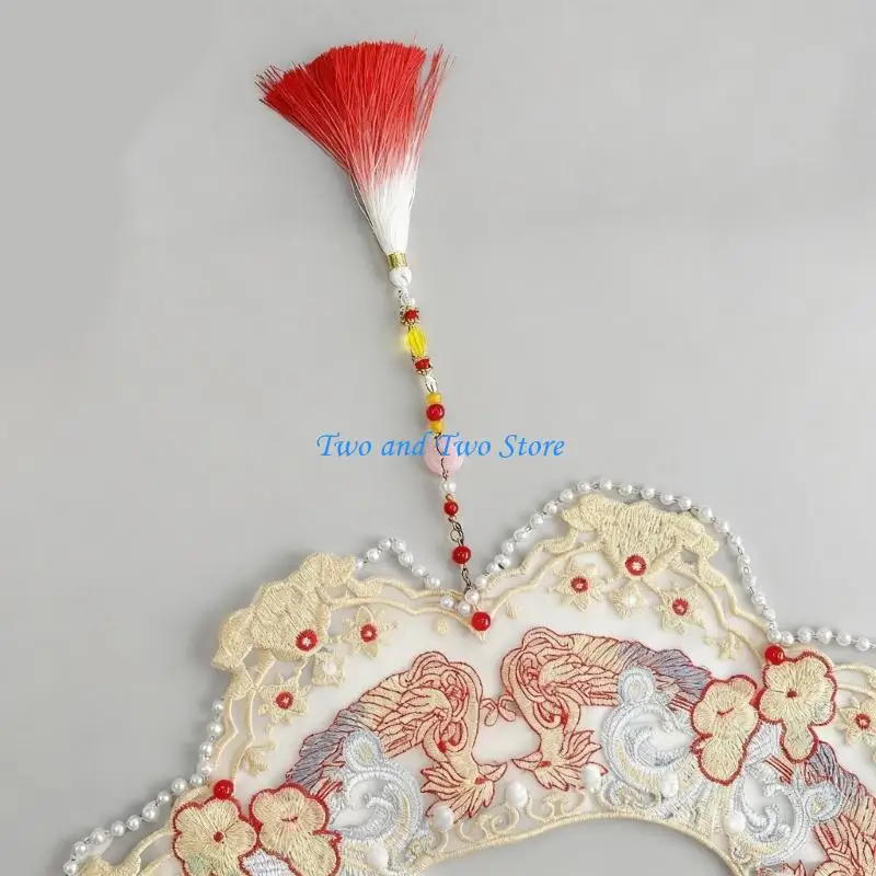 HX6F Traditional Floral Shawl Collar Decorative Spread Lapel with Floral Embroidery