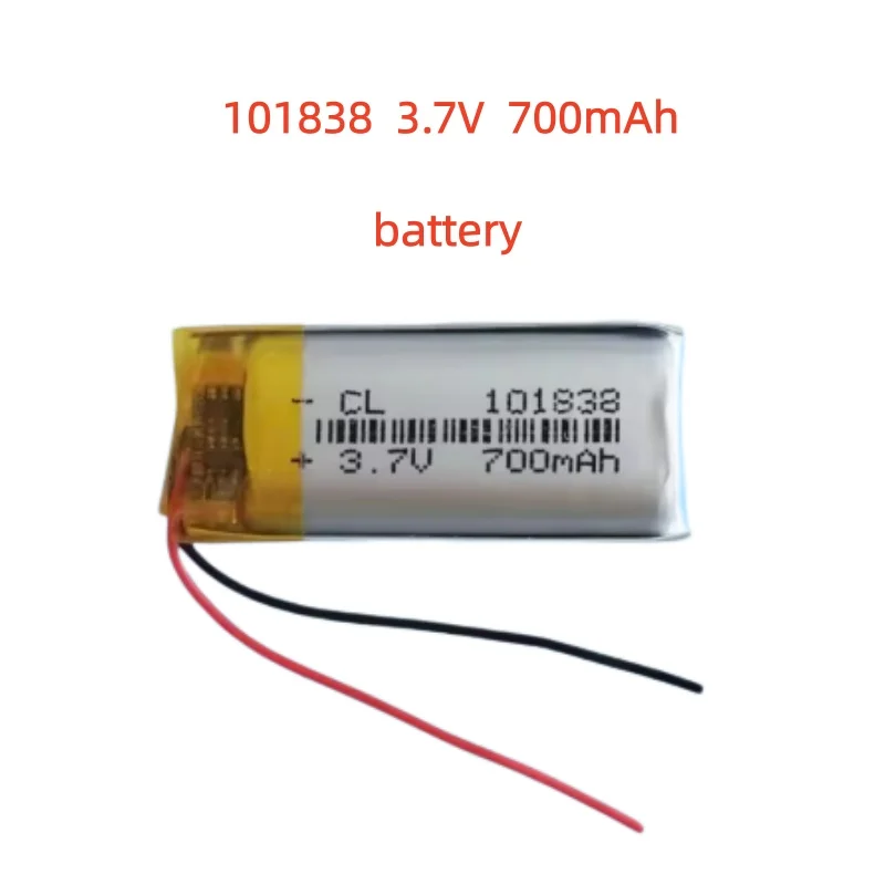 

700mAh 3.7V 101839 With JST2.0mm Polymer lithium battery For Mp3 MP4 GPS e-book recording pen bluetooth headset speaker 1.0