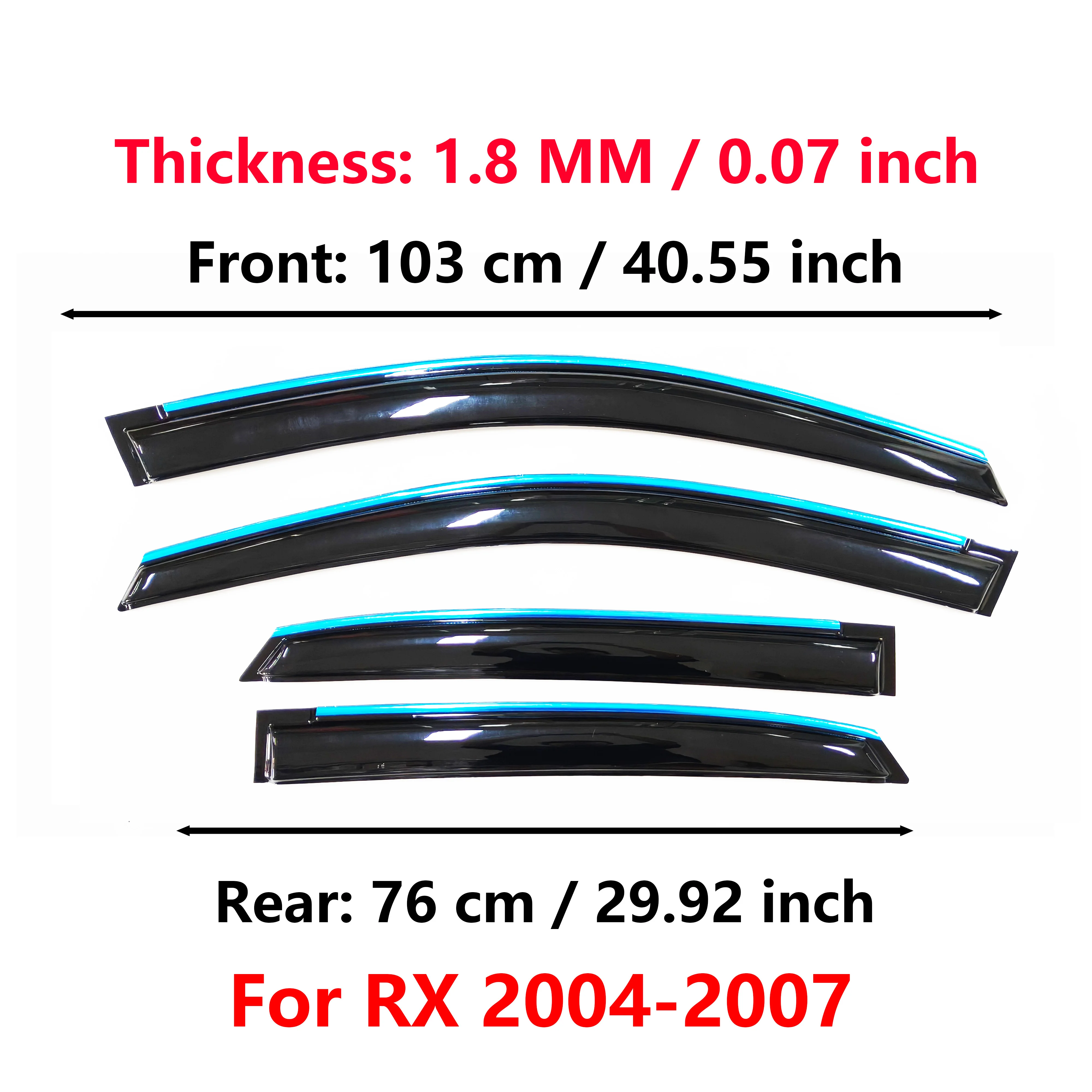 AIBAP 4pcs Car Windows Visor Black With Chorme For Lexus RX 300/330/350/400H 2004-2007 Rain Guard Sun Rain Visors