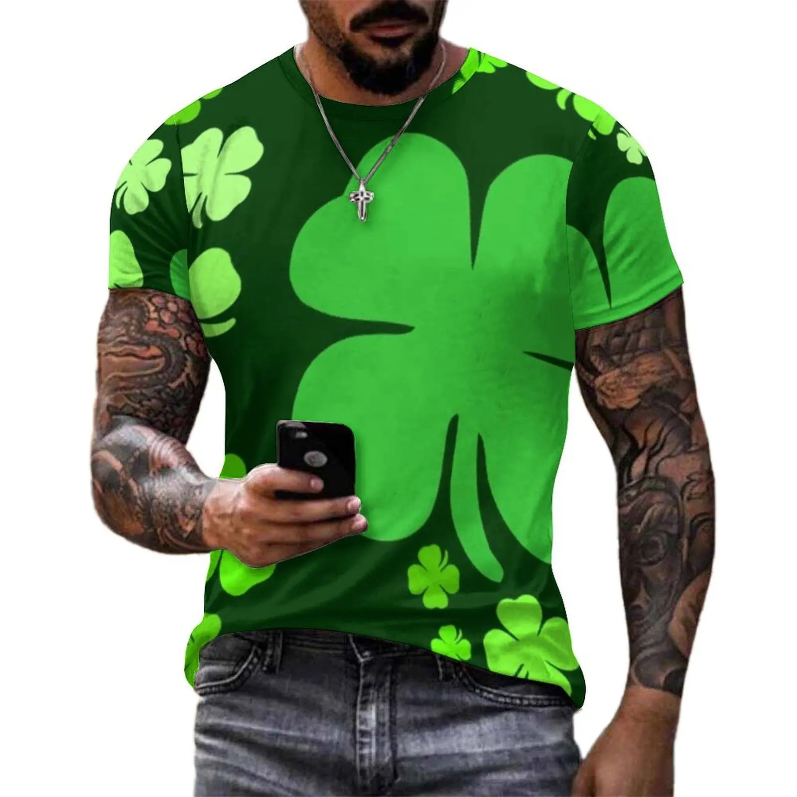 St Patrick's Day T-Shirt Lucky Shamrocks ST Patricks Celebrate Harajuku T-Shirts Men Casual Tshirt Summer Short-Sleeved Tops