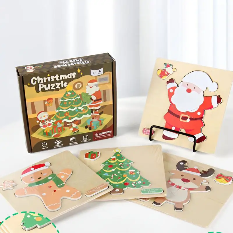 Christmas Puzzle Toddler Educational Wooden Christmas Toys Christmas Stocking Stuffers Party Favors For Boys Girls Grasp Ability