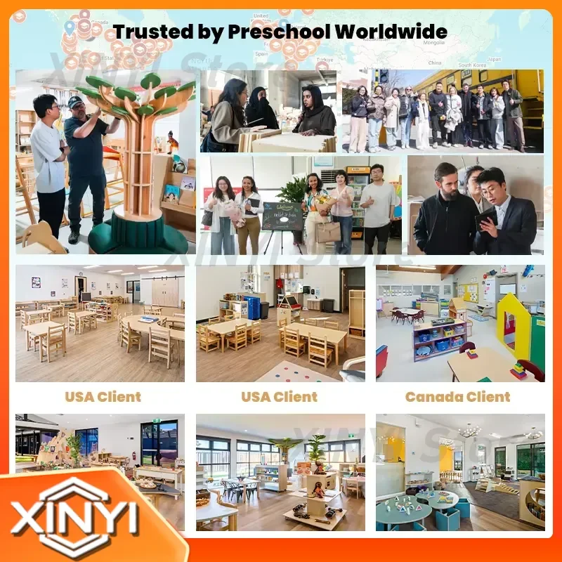 Montessori Wooden Round Table and Chair Set for Toddlers Kindergarten Height Adjustable Day Care Furniture Kids Desk Learning