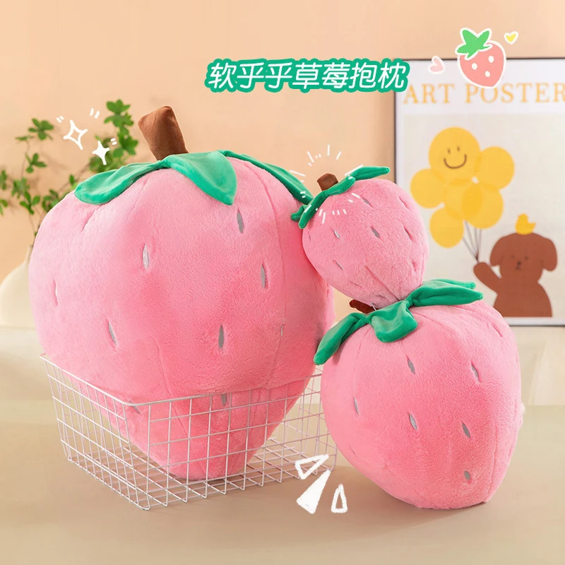 

Kawaii Pink Strawberry Plush Toy Stuffed Doll Cute Fruit Pillow for Kids Birthday Gift Girls Sofa Decor