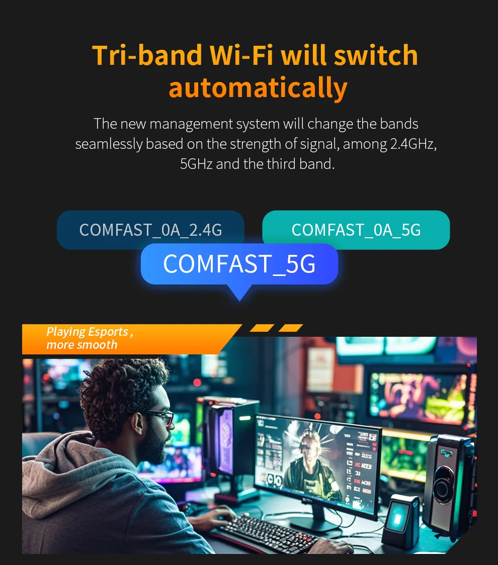 COMFAST BE6500 WiFi 7 USB 3.0 어댑터 2.4/5/6GHz 무선 카드 드라이버가 필요 없는 4dBi 안테나 게임용 WiFi 동글 Windows 10/11 썸네일 3