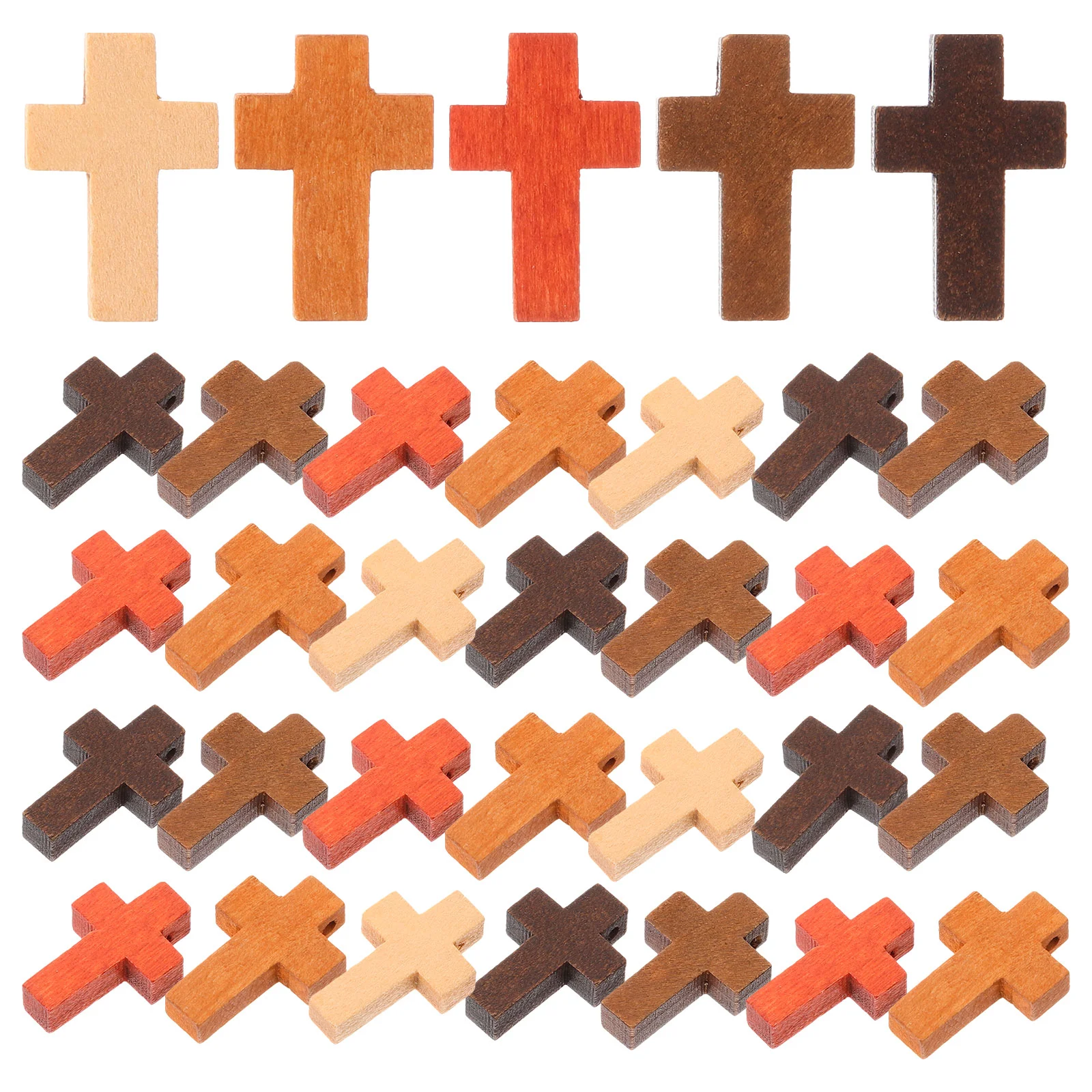 50Pcs Cross Charms Jewelry Pendants Wooden Cross Jewelry Charms Small Wood Cross Hanging Decors wooden cross for necklaces