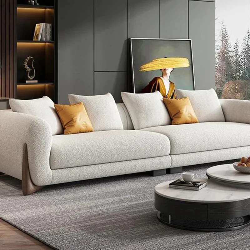 #Designer White Couch Home Furniture Minimalist Living Room Furniture Modern Latex Solid Wood Minimalist Muebles Trendy Furnitur