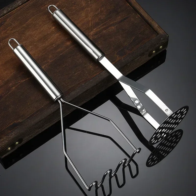 

New Manual Stainless Steel Potato Masher Fruit Vegetable Pressure Mud Machine Kitchen Children Food Crusher Complementary Gadget