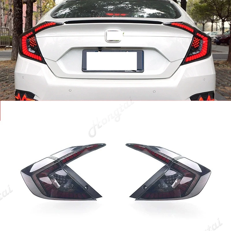 مجموعة مصابيح خلفية لـ 2016 2017 2018-2021 Honda Civic 10 سيدان LED المصابيح الخلفية مجموع أضواء الخط أضواء الفرامل أضواء عكسية