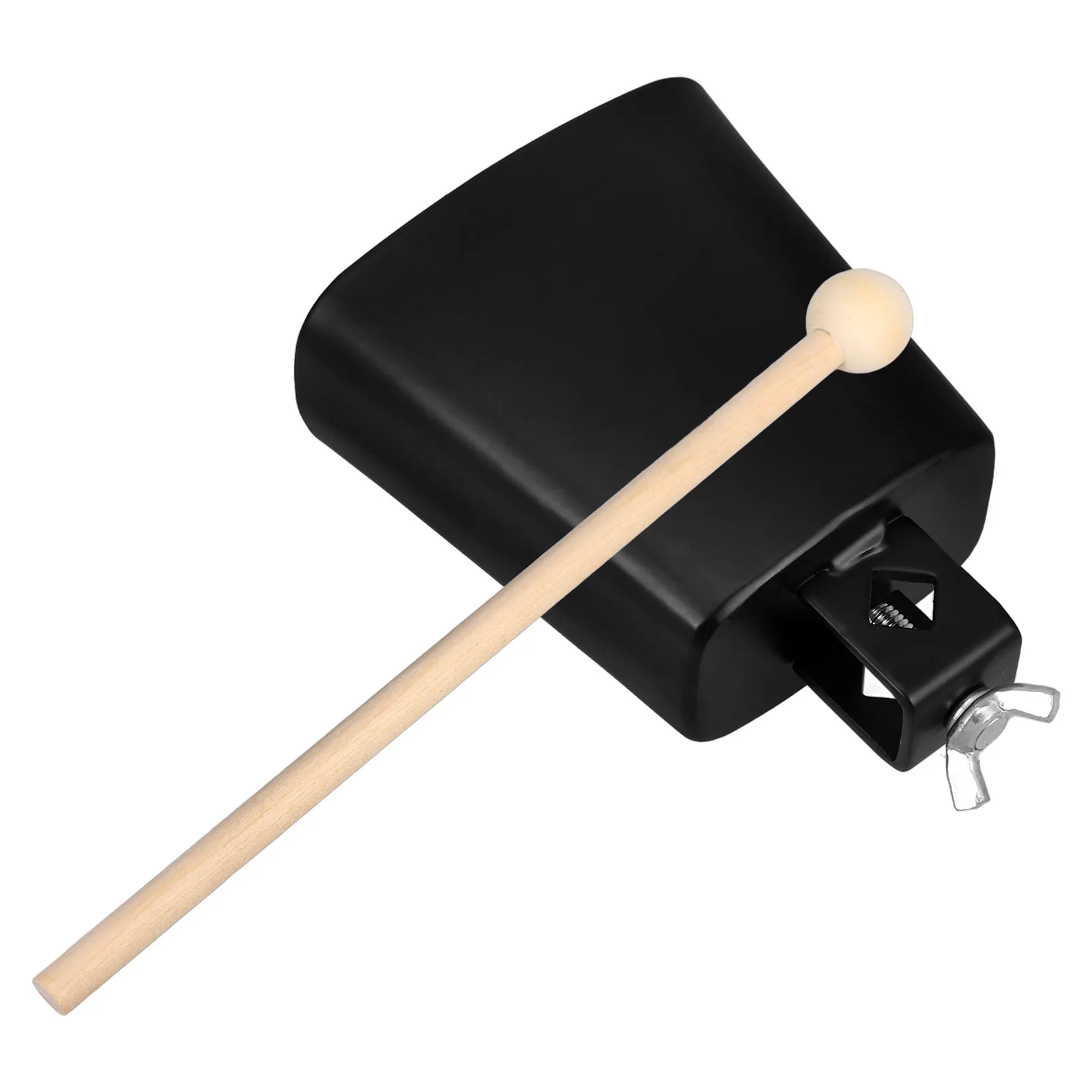 

4 Inch Black Metal Cowbell Iron Drum Kit Accessory Easy to Carry Doorbell Cheering Percussion Instrument