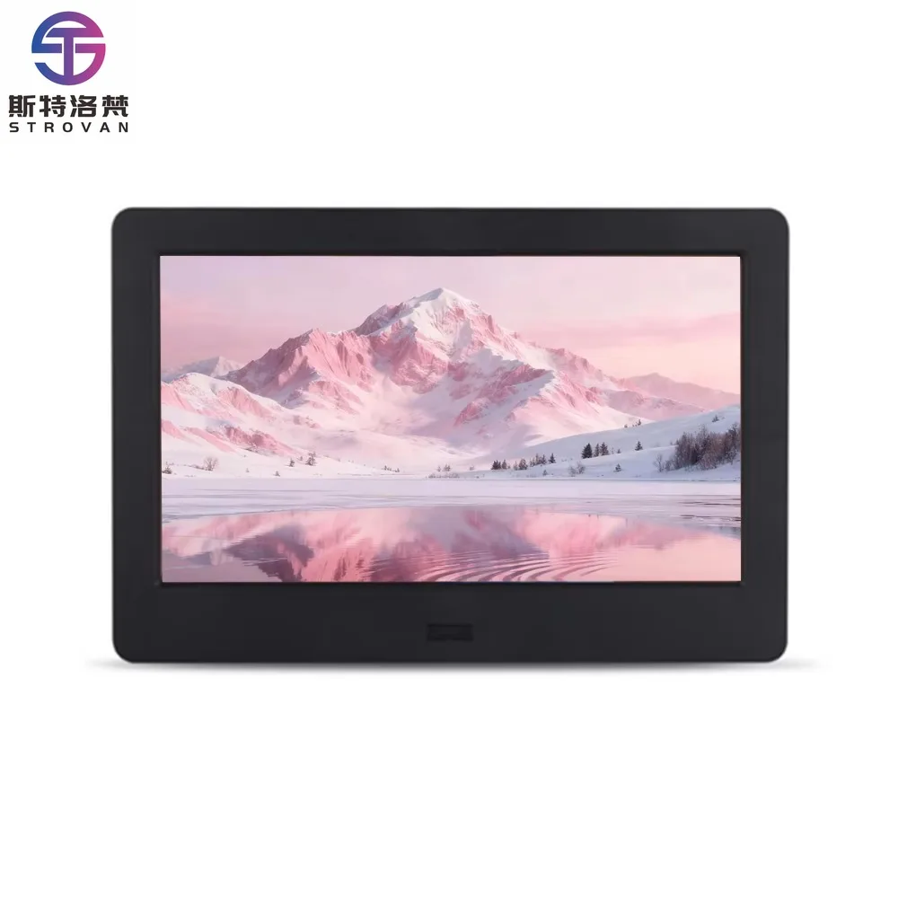 

Elegant Digital Picture Frame with Stereo Speakers Video Playback Premium High Brightness Classic Portable Wide Formats Support