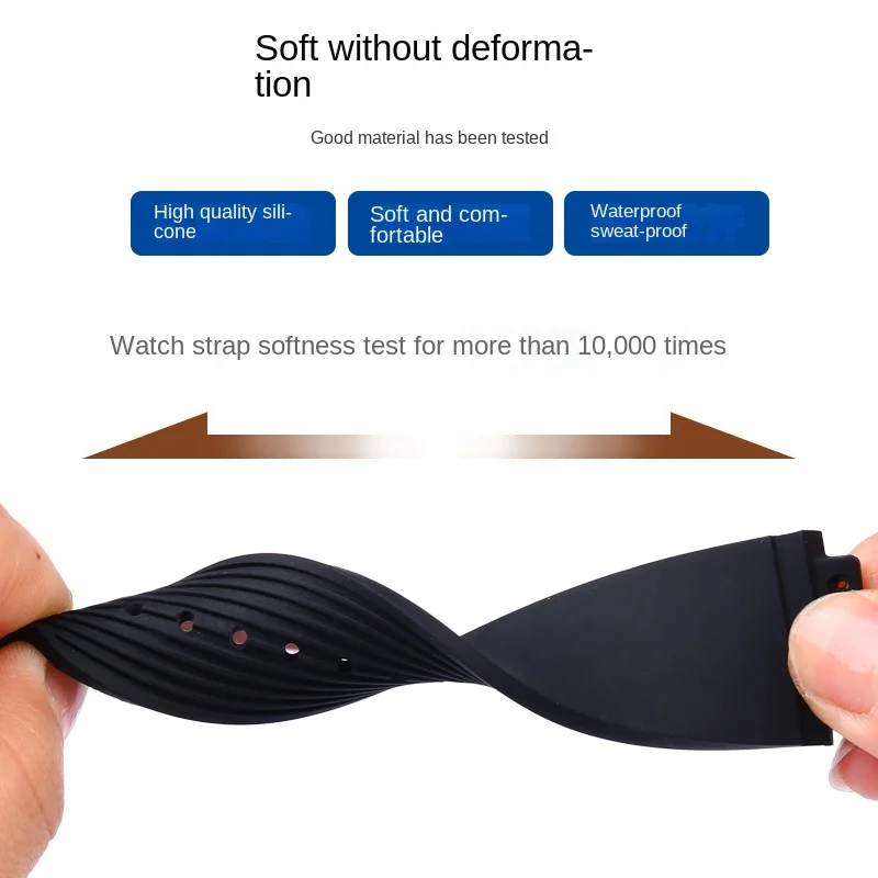ل Hublot أسود أزرق أبيض سيليكون المطاط حزام مع الرجال فراشة مشبك حزام الساعات اكسسوارات 26*19 مللي متر أدوات مجانية #2