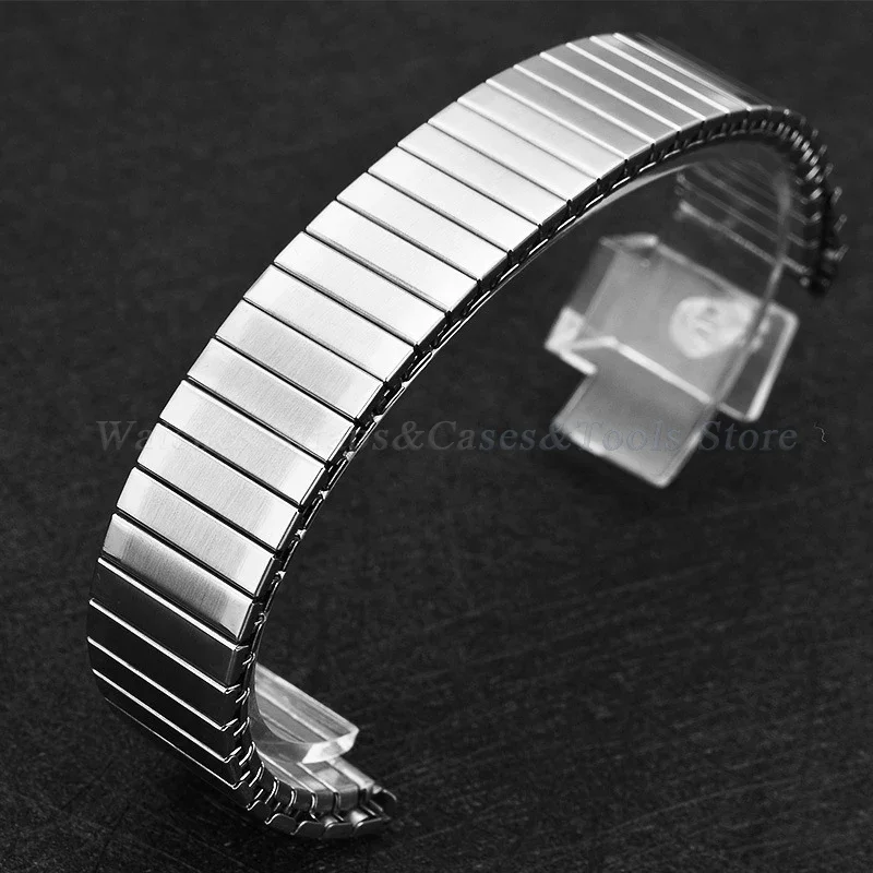 

Stretch Expansion Stainless Steel Watch Strap 18mm Retractable Metal Elastic Watchband Watch Accessories SmartWatch Bracelet