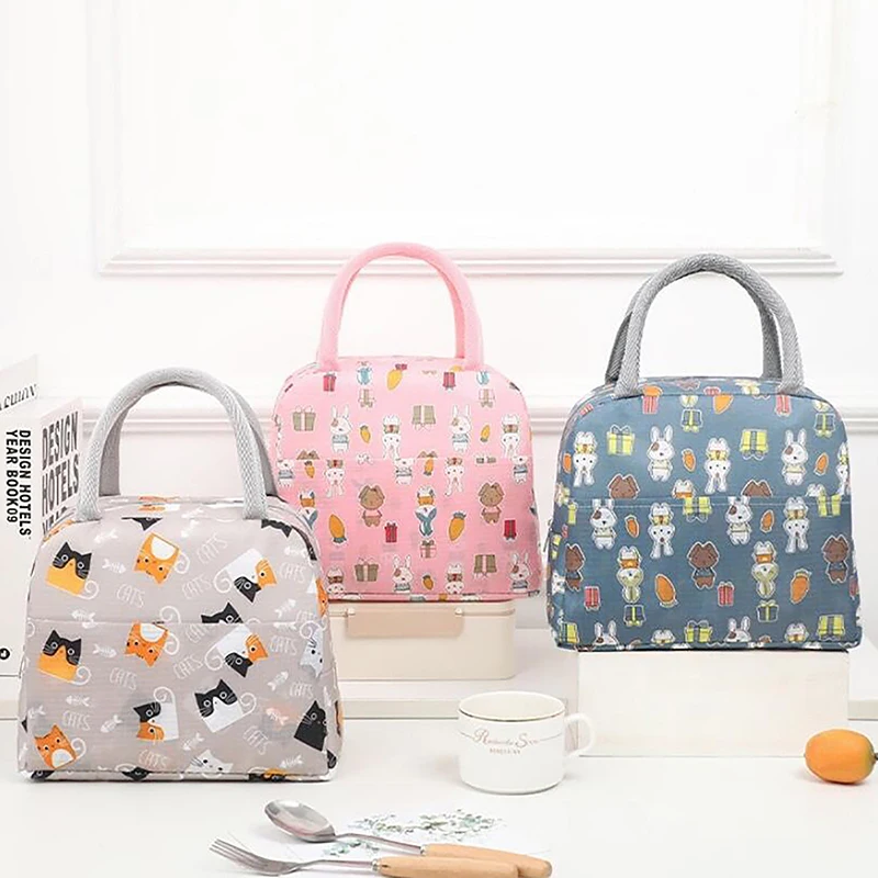 Fashion Cartoon Lunch Bags For Children Large Capacity Tote Picnic Drink Lunchbox Thermal Bag Portable Outdoor Office Food Bags