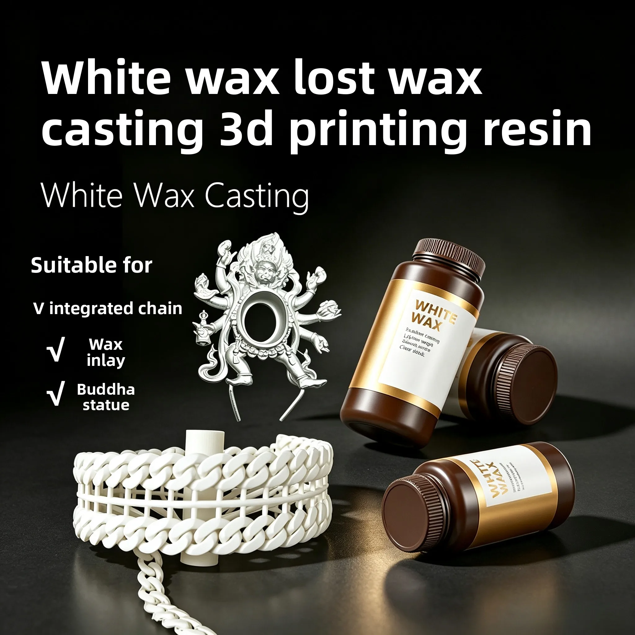 Castable White‑Wax Photocuring Resin Low‑Ash Property for Integrated Chain Wax‑Inlay Craft & Sculpture Model Fabrication