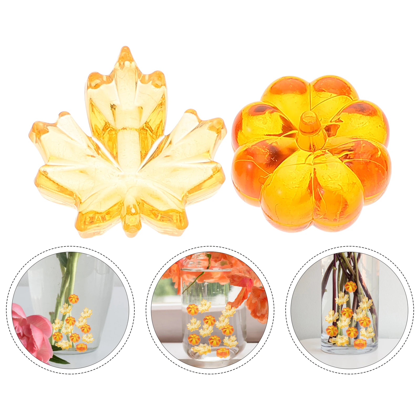 

20pcs Pumpkin Maple Leaf Vase Filler Set Floating Beads Fall Thanksgiving Halloween Table Decor Seasonal Home Decorations