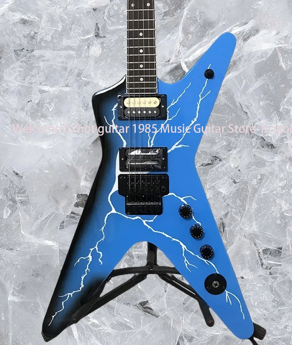 

Китайская электрогитара Blue Dimebag Dean ML From Hell Lighting Body Bridge, горячая распродажа # 24589