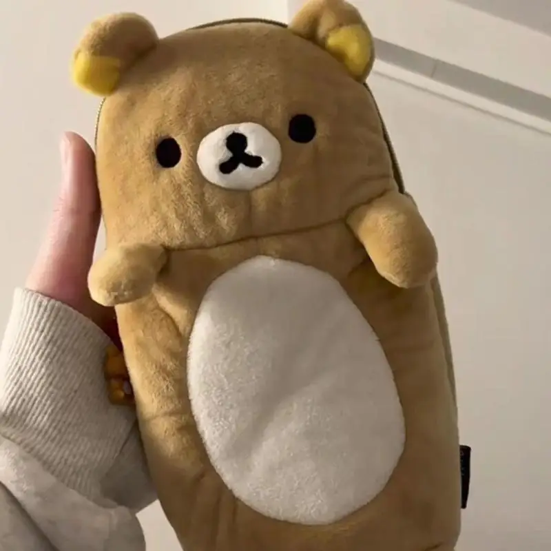 New Rilakkuma Plush Pencil Case Storage Bag Children Cartoon Cute School Stationery Bag Kawaii Birthday Gift Girl Customization