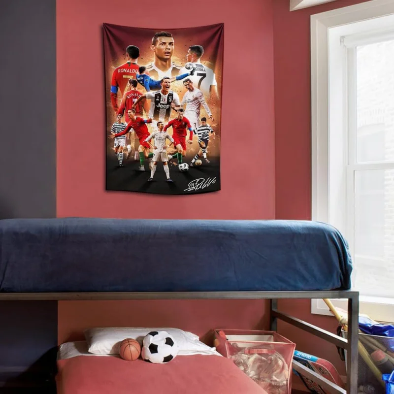 

VIKAMA Cristiano Ronaldo Career Commemorative Tapestry Football Stars Multi Team Sports Passion Living Room Decor