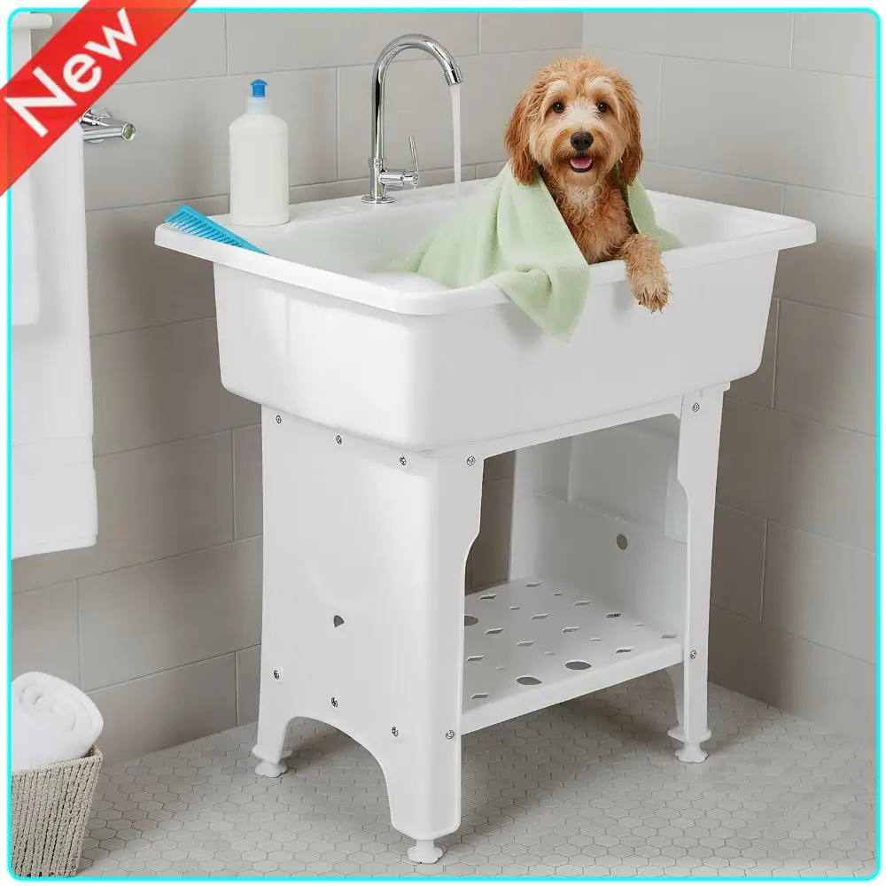 

Household Laundry Table W/ Washboard & Faucet Minimalist Dishwashing Sink Multi-Purpose for Room Basement Garage