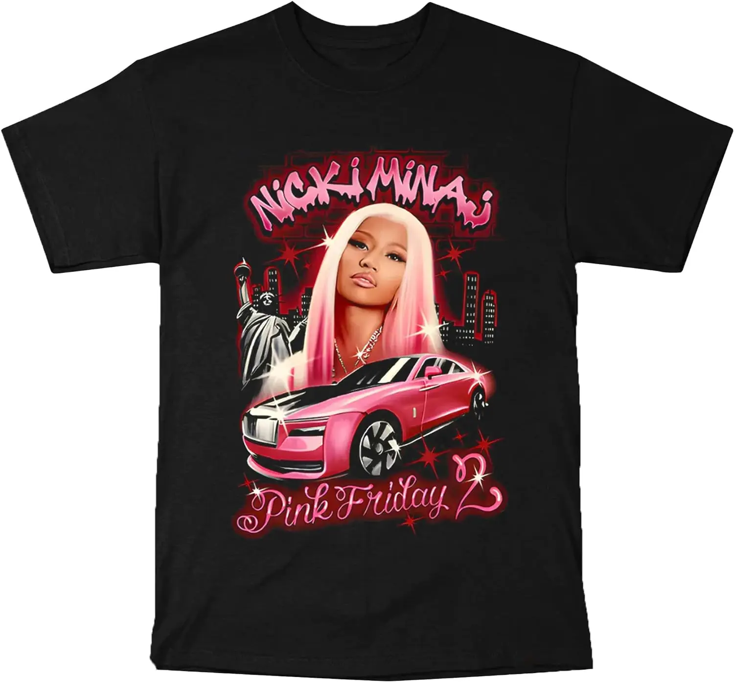 

Nicki Pink Friday 2 2024 Tour Shirt Vintage Rappe Hip Hop Singer Mech for Men Women Concert