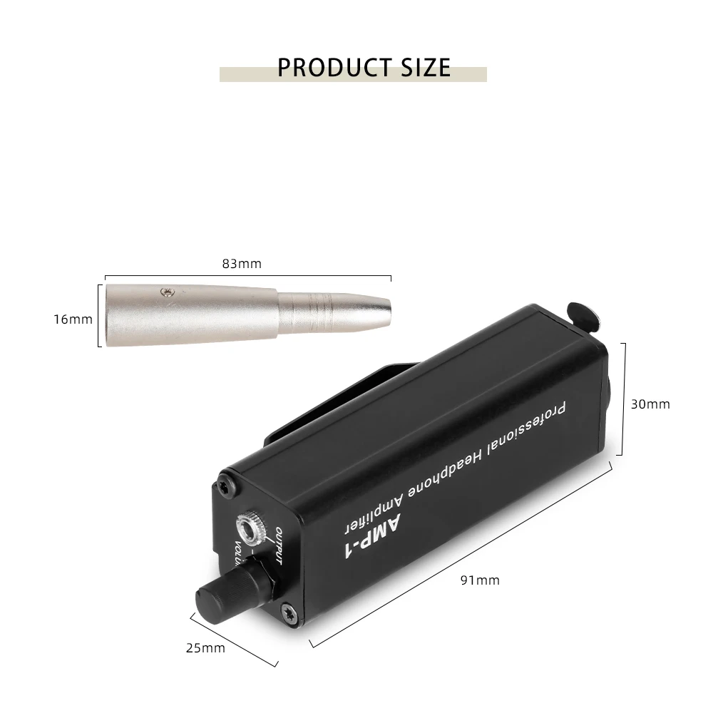 Amplificador de auriculares portátil, convertidor XLR a interfaz de audio de 3,5 mm, mini amplificador de auriculares HIFI, convertidor de amplificador con clip de montaje