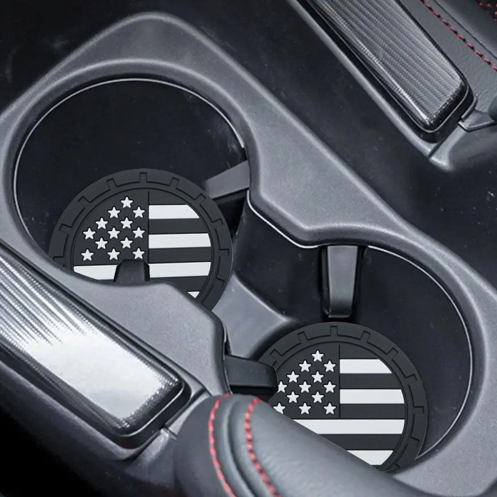 2pcs Car Cup Holder Coasters with American Flag Pattern Anti Slip Shockproof Drink Mat Vehicle Interior Decor Accessories - view 4