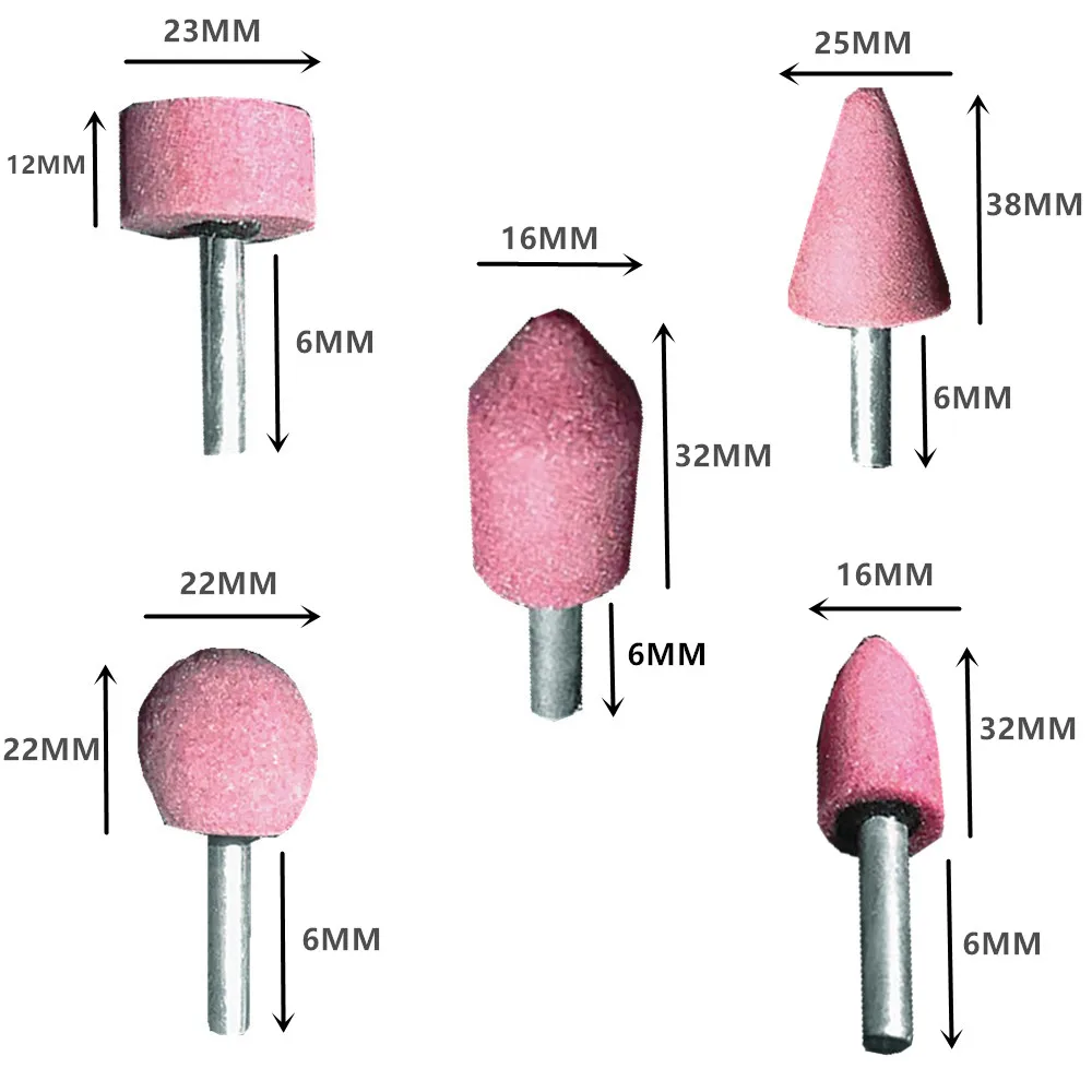 5 Pcs Assorted Ceramic Mounted Point Grinding Stone Wheel Drill Rotary Tools