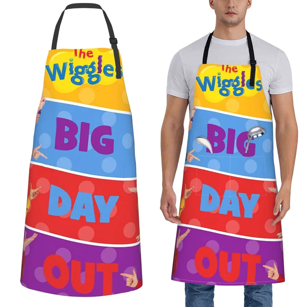 

The Wiggles Tv Show Music Band (18) Apron Chef Cooking Baking Tablier Sleeveless Bib Kitchen Pinafore for Women Men Painting