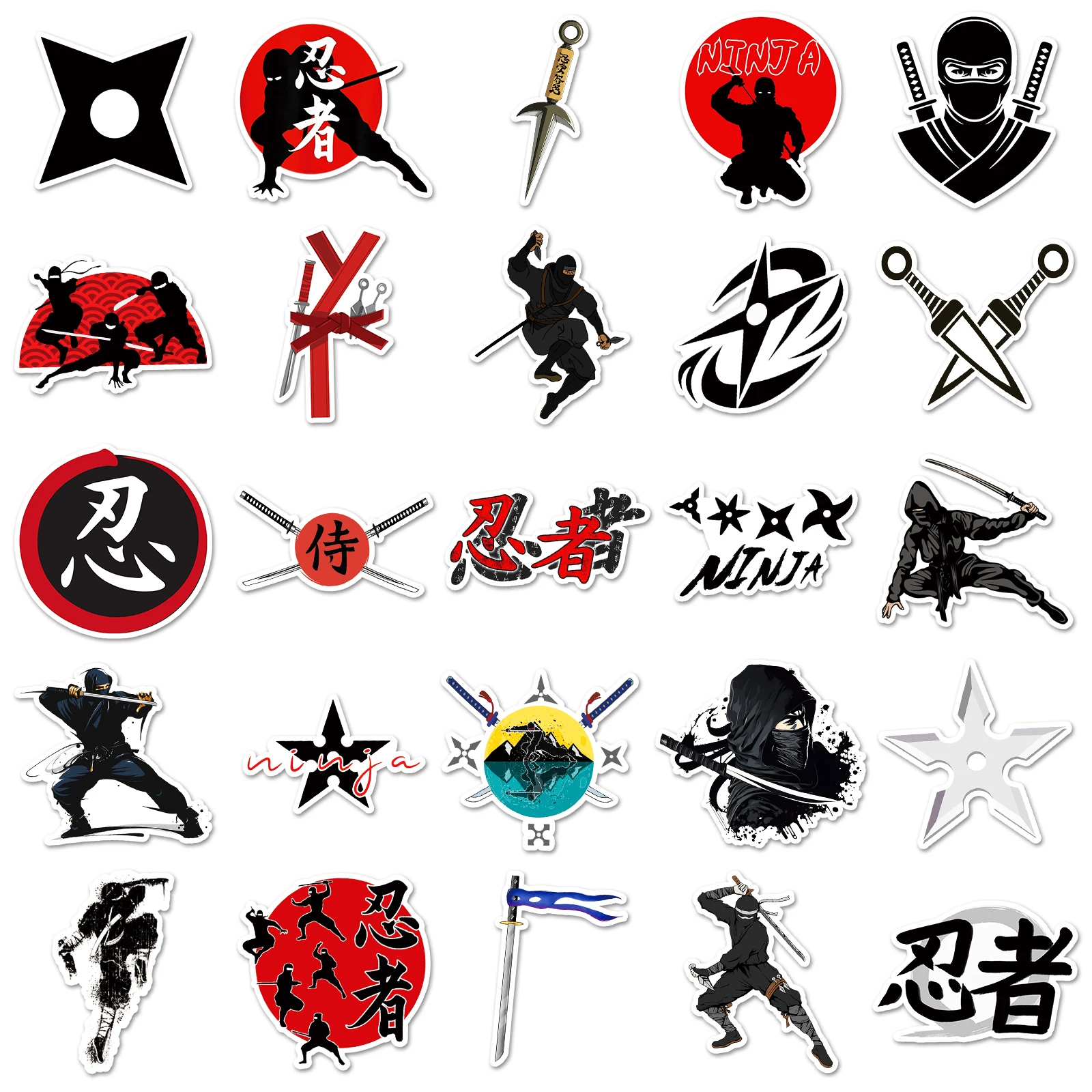 50Pcs Ninja series Cartoon Cute Waterproof Sticker Skateboarding Snowboard Retro Vinyl Sticker