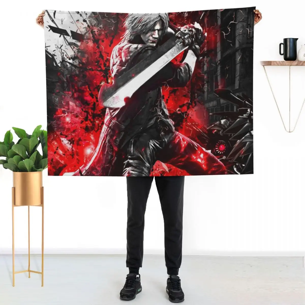 Devil May Cry 5 Dante Throw Blanket Luxury Throw bed plaid Flannel Flannel Fabric Luxury St Hairys Blankets