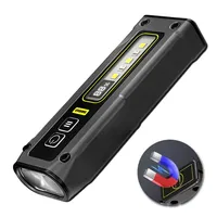 Mini LED Magnetic Warning Camping Flashlight Working Light Multifunctional COB Keychain Light Rechargeable Flashlight Outdoor