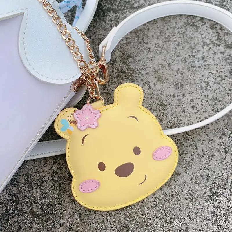 Kawaii Disney Pooh Bear Portable Mirror Cartoon Portable Cosmetic Mirror Three-Dimensional Mirror Bag Pendant Birthday Present