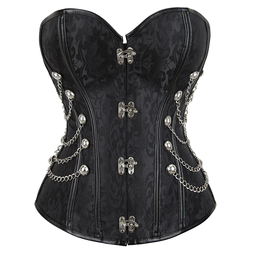 

Women Steampunk Floral Overbust Corset Pirate Bustier Top Steel Boned Waist Trainer Body Shaper Corset Lingerie